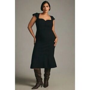 NWT Cecily black cap sleeve dress fit & flare midi dress